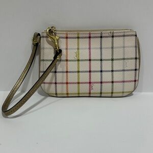 Coach Peyton Tattersall Multicolor Plaid Small Wristlet